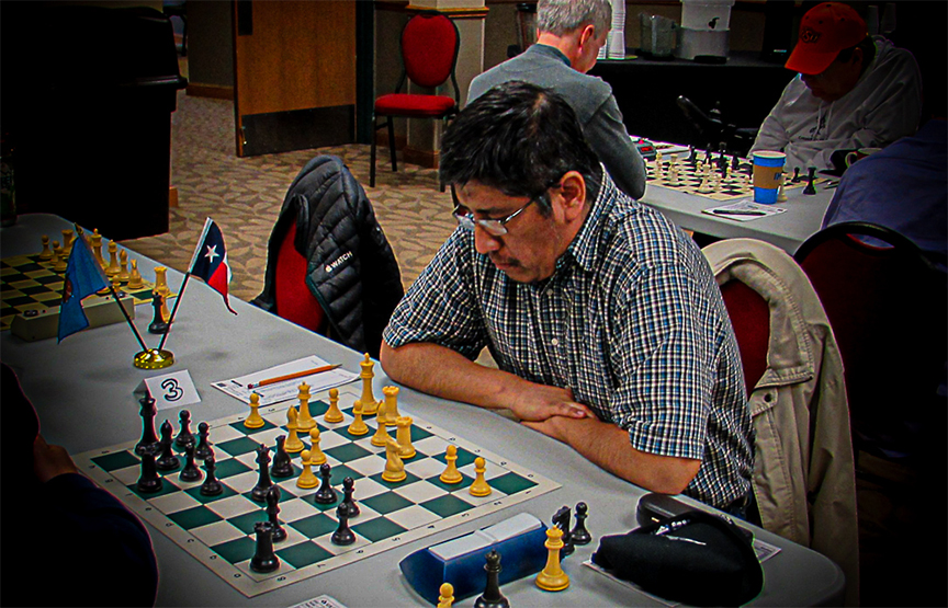 In his sixth RRSO, Rafael Llanos scored a 1-1/2 to 1/2 victory for Texas on Board 3. He hails from Sherman and is ranked in the 97th Percentile for all Texas chess players.  Photo by Mike Tubbs.